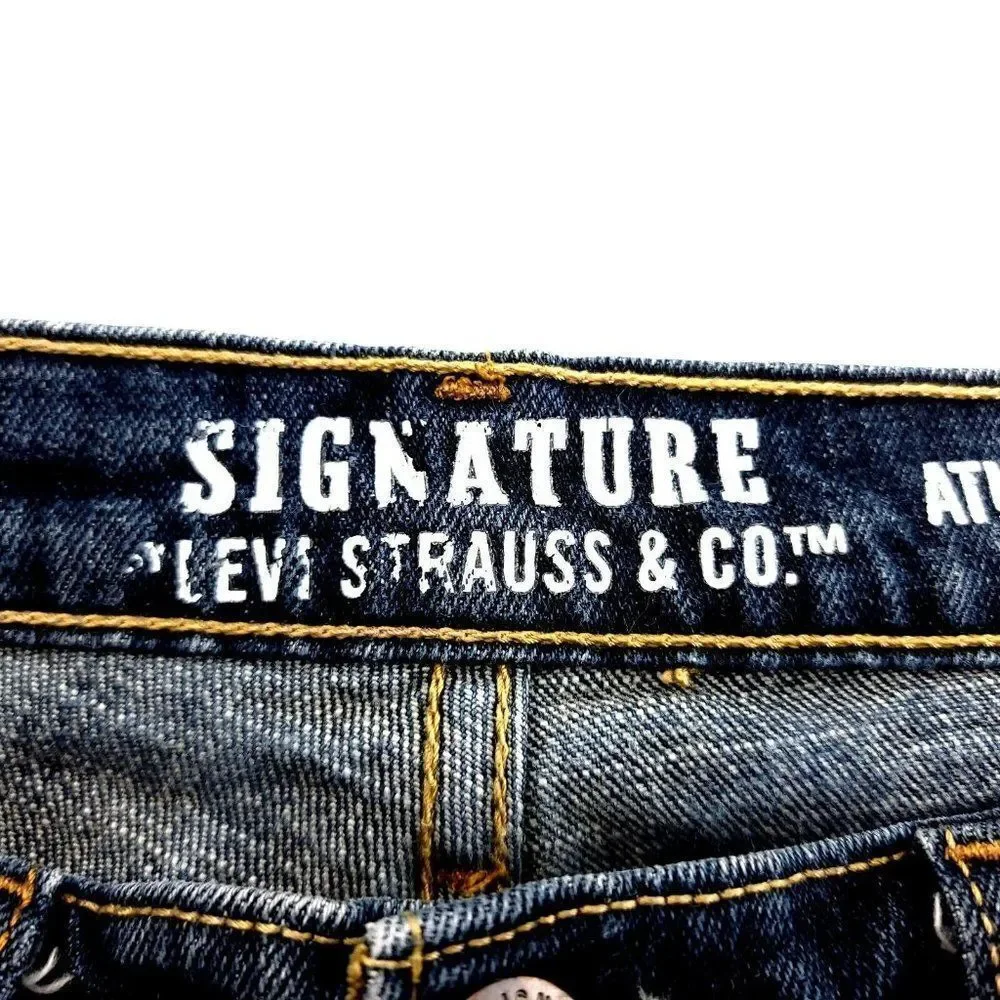Levi's Signature Athletic Denim‎ Cotton Denim Low Rise Whiskers Blue Jeans 30/29